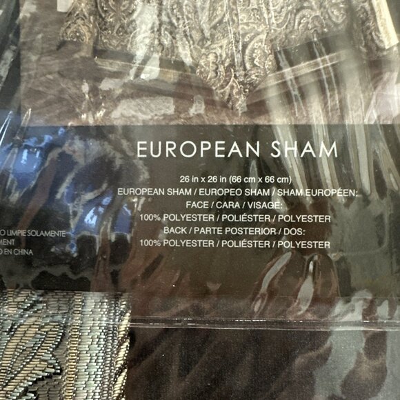 J. Queen New York Cascade Glacier Velvet Euro Sham 26" X 26" Black Blue Gold - Picture 7 of 9